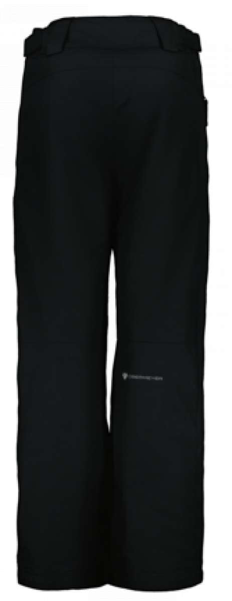Obermeyer Junior's Timberline Insulated Pant 2024 - Black insulated ski pants with a white logo on the left thigh.