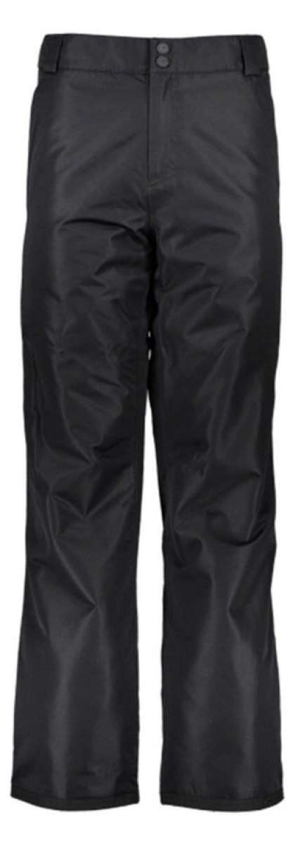 Obermeyer Keystone Insulated Pants 2024 - Black insulated pants with a zippered pocket on the right thigh and two belt loops at the waist.