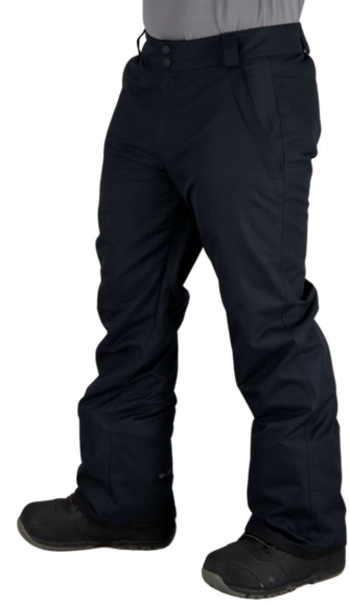 Obermeyer Keystone Shell Pants Short 2022-2023 - Black pants with a zippered fly and two front pockets, featuring an adjustable waistband and belt loops.