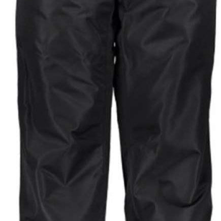 Obermeyer Keystone Shell Pants Short 2024 - Black pants with a subtle white pattern on the left leg, featuring two black buttons at the waist and a zippered pocket on the right thigh.