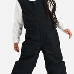Obermeyer Kids Outer Limits Insulated Bib 2024 - A black insulated bib with a white zipper and adjustable straps on the waist.