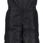 Obermeyer Kids Outer Limits Insulated Bib 2024 - Black bib with white logo on left chest and black zipper down front.