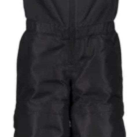Obermeyer Kids Outer Limits Insulated Bib 2024 - Black bib with white logo on left chest and black zipper down front.
