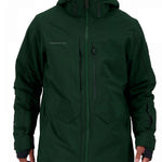 Obermeyer Kodiak Jacket 2022 - A dark green jacket with a hood and zippered pockets on both sides.