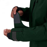 Obermeyer Kodiak Jacket 2022 - A dark green jacket with a black zipper and two zippered pockets on either side.