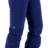 Obermeyer Women's Bliss Insulated Pant Short 2024 - A pair of navy blue ski pants with a zippered pocket on the left side, featuring a small silver zipper pull.