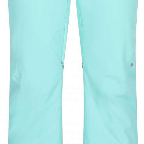 Obermeyer Women's Bliss Insulated Pant Short 2024 - Light blue pants with a small pocket on the right side and two buttons at the top.