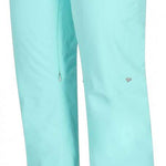 Obermeyer Women's Bliss Insulated Pants 2024 - Light blue pants with a small pocket on the right side and two white buttons at the waist.