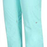 Obermeyer Women's Bliss Insulated Pants 2024 - Light blue pants with a small pocket on the right side and two white buttons at the waist.