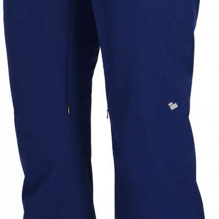 Obermeyer Women's Bliss Insulated Pants 2024 - Dark blue pants with two black buttons on the waistband, and a small zippered pocket on the right hip.