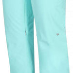 Obermeyer Women's Bliss Insulated Pants Tall 2024 - Light blue pants with a small pocket on the right side and two buttons at the waist.