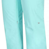 Obermeyer Women's Bliss Insulated Pants Tall 2024 - Light blue pants with a small pocket on the right side and two buttons at the waist.