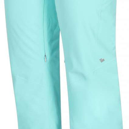 Obermeyer Women's Bliss Insulated Pants Tall 2024 - Light blue pants with a small pocket on the right side and two buttons at the waist.