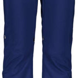 Obermeyer Women's Bliss Insulated Pants Tall 2024 - Dark blue pants with zippered pockets and silver zippers, featuring a subtle pattern of small white dots on the fabric.