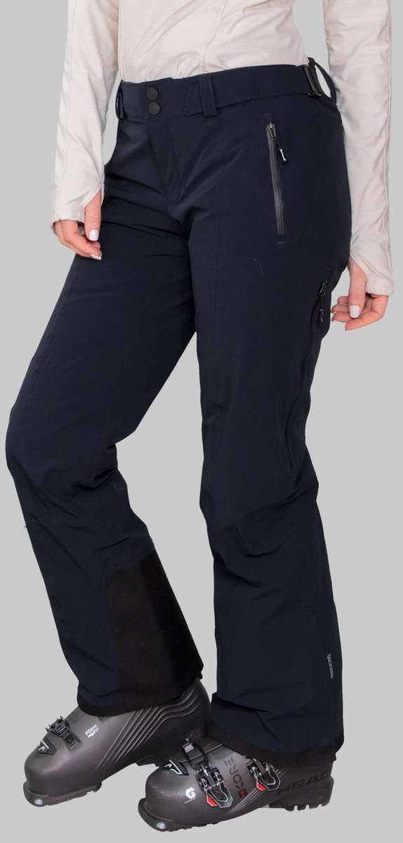 Obermeyer Women's Emily Insulated Pant 2022-2023 - Black insulated ski pants with zippered pockets and belt loops.