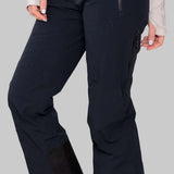 Obermeyer Women's Emily Insulated Pant Short 2023 - Black insulated ski pants with zippered pockets and adjustable waistband.