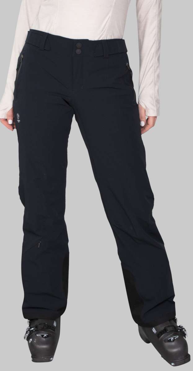 Obermeyer Women's Emily Insulated Pant Short 2023 - Black insulated ski pants with zippered pockets and adjustable waistband.
