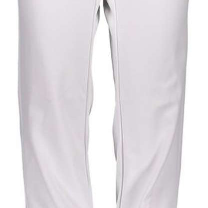 Obermeyer Women's Hillary Stretch Pant 2024 - A pair of white pants with a black button on the waistband, featuring two zippered pockets and a subtle patterned texture.