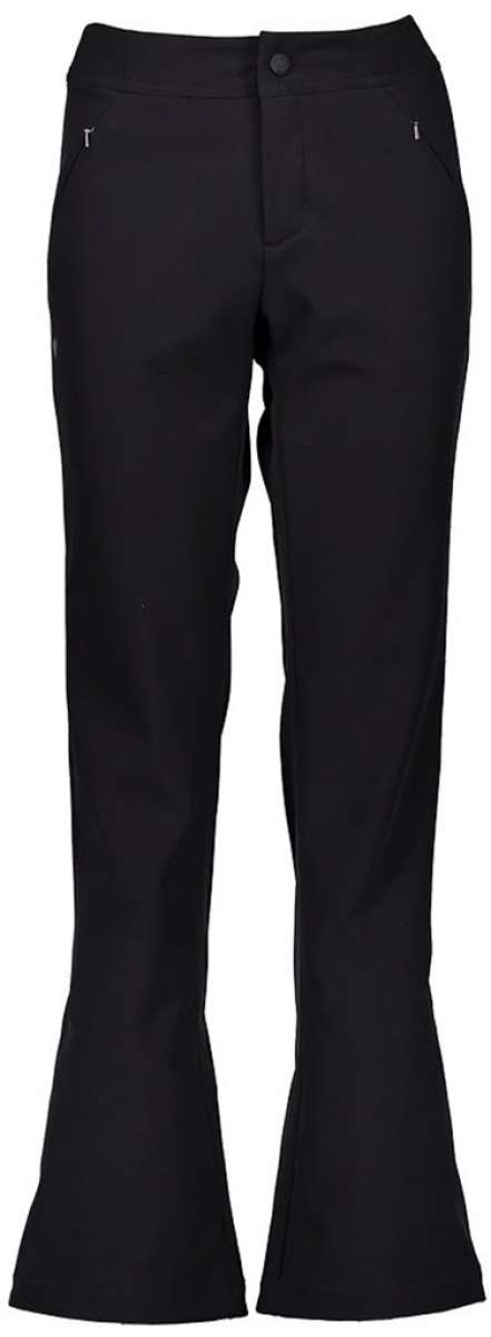Obermeyer Women's Hillary Stretch Pant 2024 - Black pants with a subtle white pattern on the left thigh.