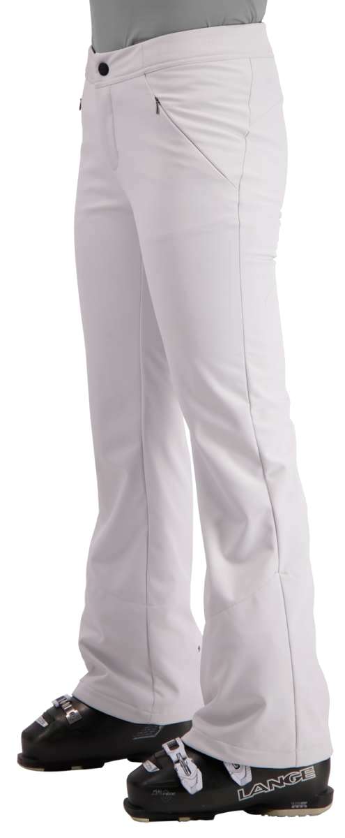 Obermeyer Women's Hillary Stretch Pants 2022-2023 - White snow pants with zippered pockets and a button fly.