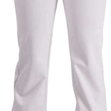 Obermeyer Women's Hillary Stretch Pants Short 2022-2023 - White pants with zippered pockets and a black button on the waistband.