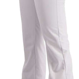 Obermeyer Women's Hillary Stretch Pants Short 2022-2023 - Pair of white snow pants with zippered pockets and a button fly.