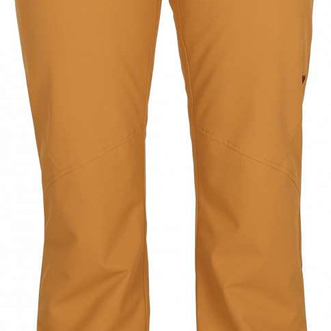 Obermeyer Women's Malta Insulated Pant 2024 - Tan snow pants with zippered pockets and belt loops.