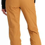 Obermeyer Women's Malta Insulated Pant 2024 - Tan snow pants with zippered pockets and belt loops.