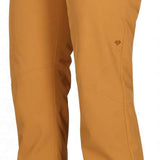 Obermeyer Women's Malta Insulated Pant Short 2024 - Tan ski pants with a black interior and two zippered pockets on the side.