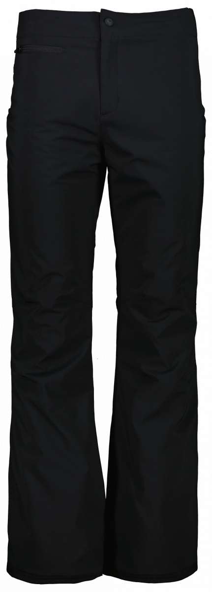 Obermeyer Women's Sugarbush Insulated Pant 2024 - Black insulated ski pants with a zippered pocket on the left thigh and adjustable cuffs at the ankles.