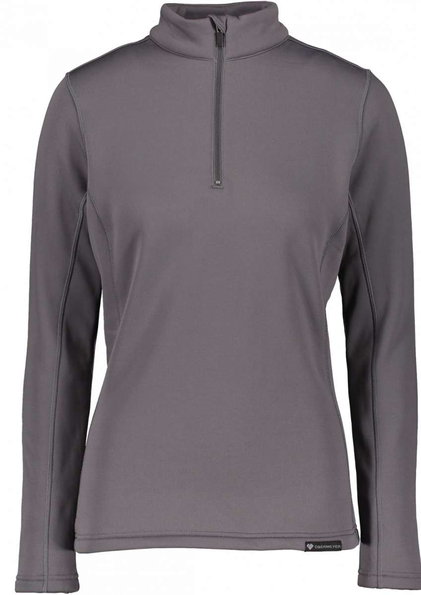 Obermeyer Women's UltraGear Quarter-Zip Top 2022-2023 - A women's quarter-zip top with a high collar and zip closure at the neck, in a solid gray color.