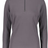 Obermeyer Women's UltraGear Quarter-Zip Top 2022-2023 - A women's quarter-zip top with a high collar and zip closure at the neck, in a solid gray color.