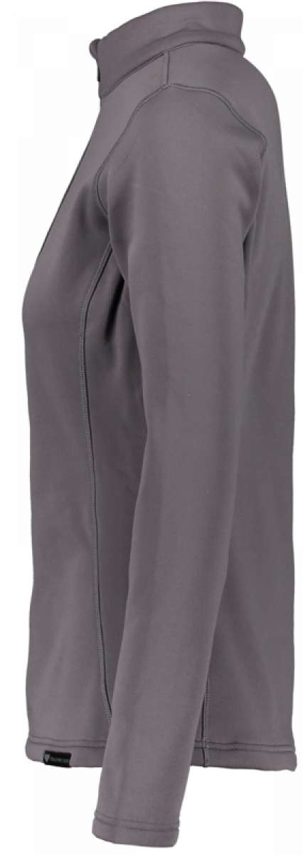 Obermeyer Women's UltraGear Quarter-Zip Top 2022-2023 - A heathered grey quarter-zip top with a high collar and zippered chest pocket.