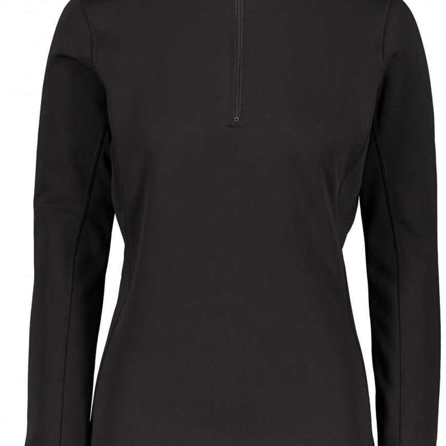 Obermeyer Women's UltraGear Quarter-Zip Top 2022-2023 - A black quarter-zip top with a high collar and zip running down the front.