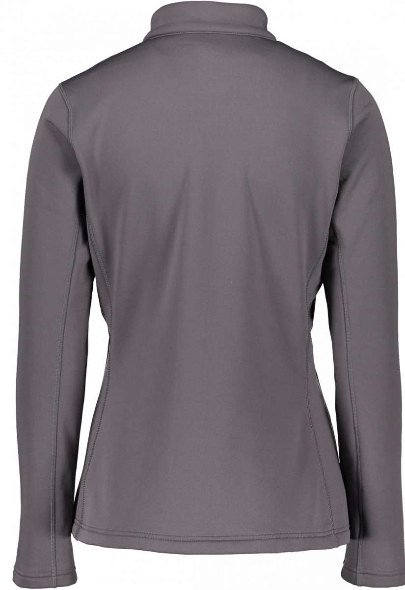 Obermeyer Women's UltraGear Quarter-Zip Top 2022-2023 - A heathered grey quarter-zip top with a high collar and zippered chest pocket.