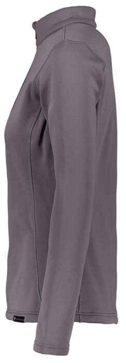 Obermeyer Women's Ultragear Quarter Zip Top 2024 - A heathered grey quarter-zip top with a high collar and zippered chest pocket.