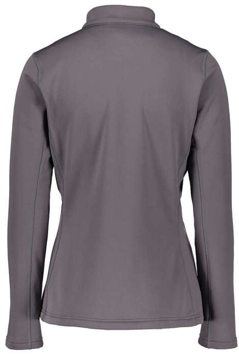 Obermeyer Women's Ultragear Quarter Zip Top 2024 - A heathered grey quarter-zip top with a high collar and zippered chest pocket.