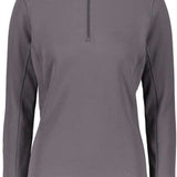 Obermeyer Women's Ultragear Quarter Zip Top 2024 - A heathered grey quarter-zip top with a high collar and zippered chest pocket.