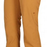 Obermeyer Women's Malta Insulated Pant Tall 2024 - Tan insulated pants with a black waistband and belt loops.