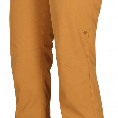 Obermeyer Women's Malta Insulated Pant Tall 2024 - Tan insulated pants with a black waistband and belt loops.