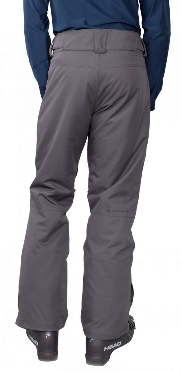 Obermeyer Orion Insulated Pant 2022-2023 - Dark gray insulated ski pants with a belt loop and zippered pocket on the right thigh.