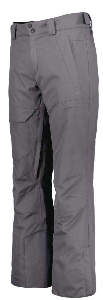 Obermeyer Orion Insulated Pant 2022-2023 - A pair of gray insulated ski pants with a subtle pattern and zippered pockets.
