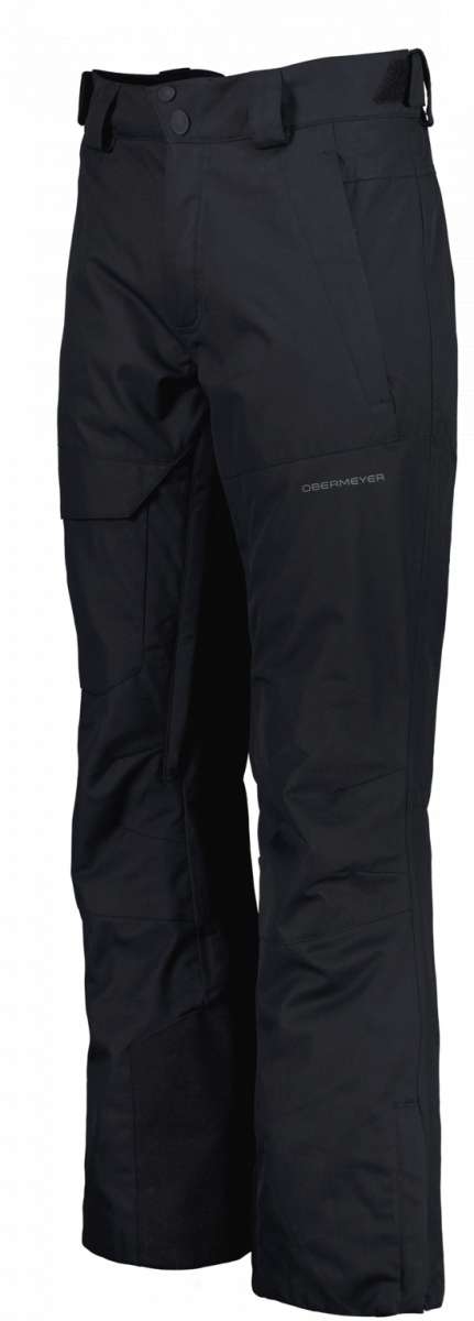 Obermeyer Orion Insulated Pant 2022-2023 - Black insulated ski pants with a subtle pattern of thin white lines on the lower leg.