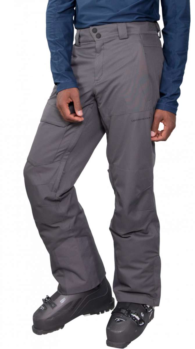Obermeyer Orion Insulated Pant 2022-2023 - Dark gray insulated ski pants with a subtle pattern of thin, darker gray stripes on the side and back panels.