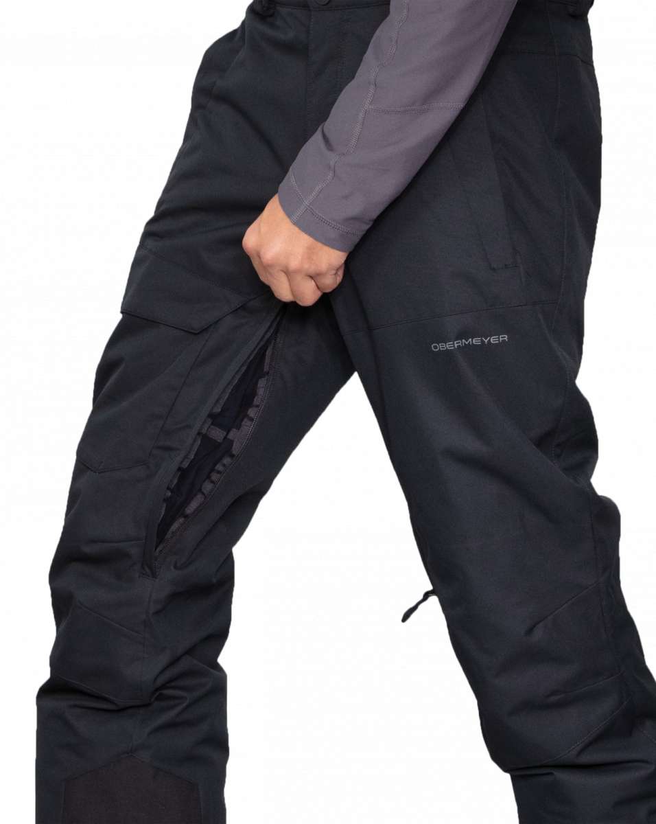 Obermeyer Orion Insulated Pant 2022-2023 - Black insulated ski pants with zippered pockets and adjustable cuffs.