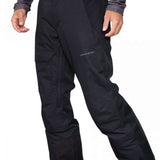 Obermeyer Orion Insulated Pant 2022-2023 - Black insulated ski pants with a zippered pocket on the thigh and adjustable Velcro straps at the waist.