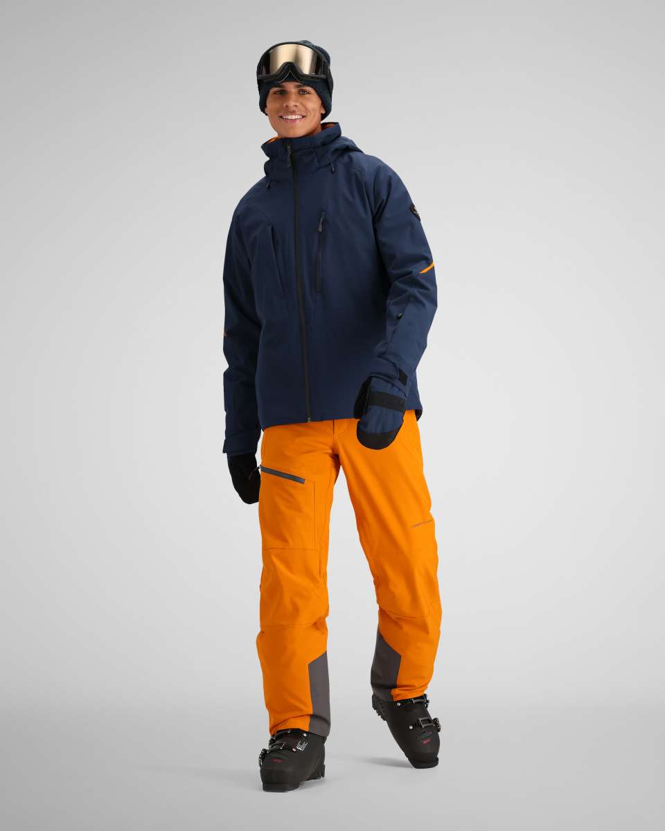 Obermeyer Raze Insulated Jacket 2024 - A navy blue jacket with a black zipper and two zippered pockets on either side.