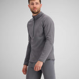 Obermeyer UltraGear 1/4 Zip Top 2024 - A heathered grey quarter-zip top with a black zipper and two zippered pockets on the side.