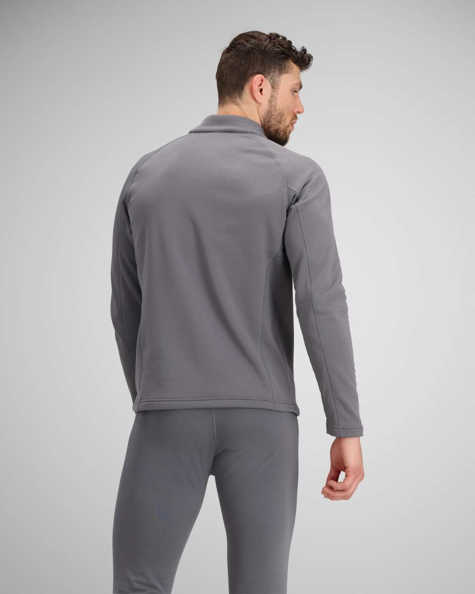 Obermeyer UltraGear 1/4 Zip Top 2024 - A gray quarter-zip top with a collar and zippered front, featuring two side pockets.