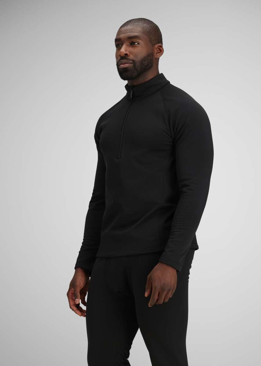 Obermeyer UltraGear 1/4 Zip Top 2024 - Black zip on chest with black collar and long sleeves.